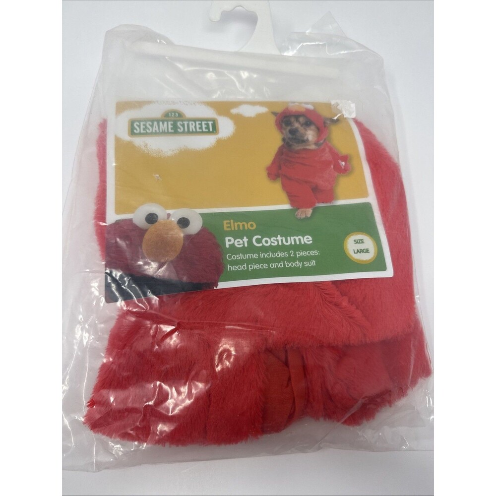 Pet Krewe Sesame Street Elmo Pet Dog Costume LARGE NEW cat Body Suit hat 2 piece